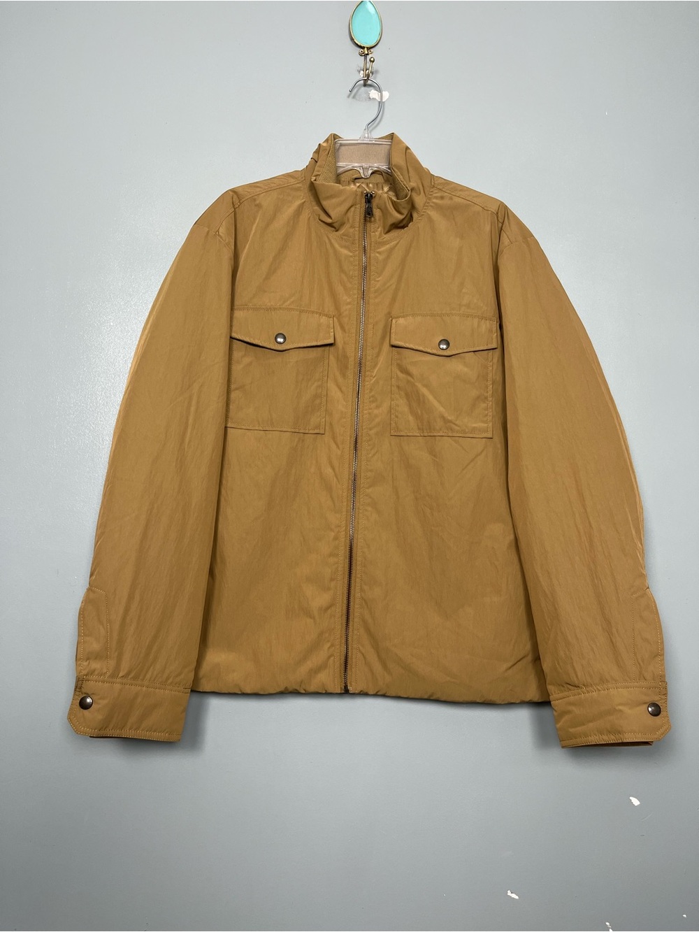 Banana Republic Men's Padded Mock Neck Lightweight Zip Front Jacket Tan Size L